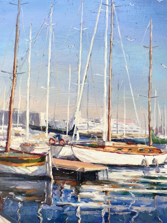 ""Yachts at the pier"