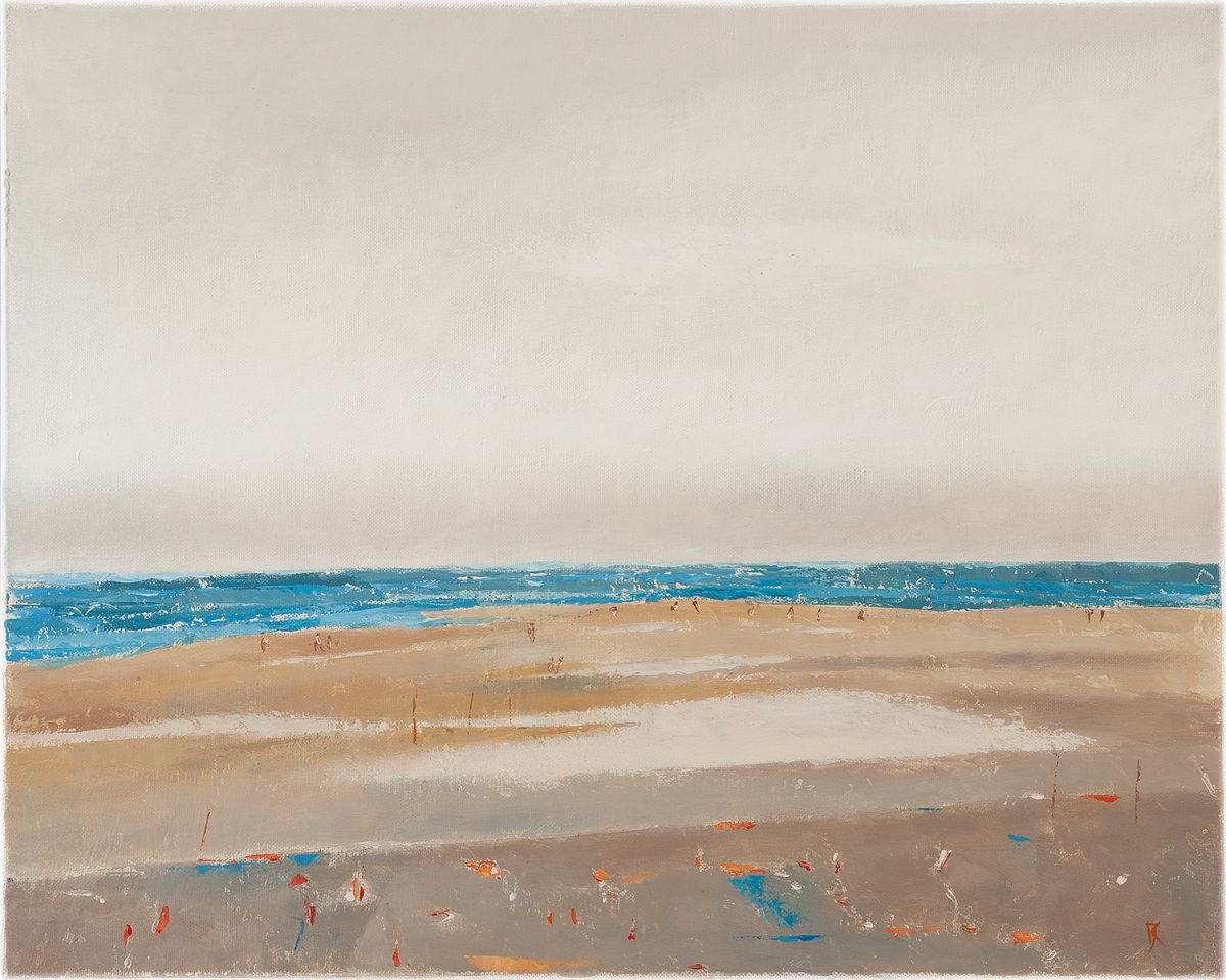 Abstract Landscape Acrylic Painting By Kestutis Jauniskis, 20 X 16", Shy Summer, Original Artwork