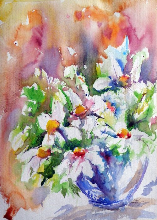 Still life with white flowers V by Kovács Anna Brigitta