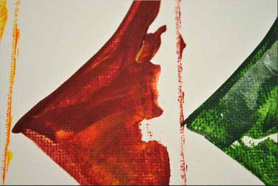Race in Town II  - abstract acrylic painting, canvas wall art, framed modern art