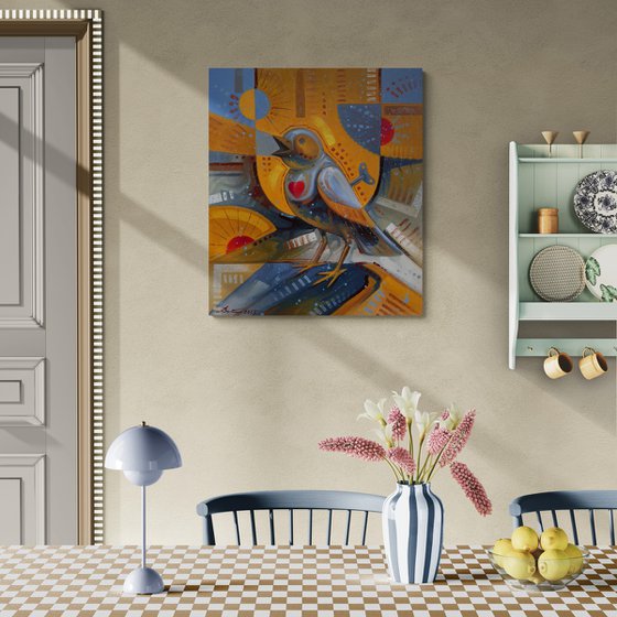 The bird sings