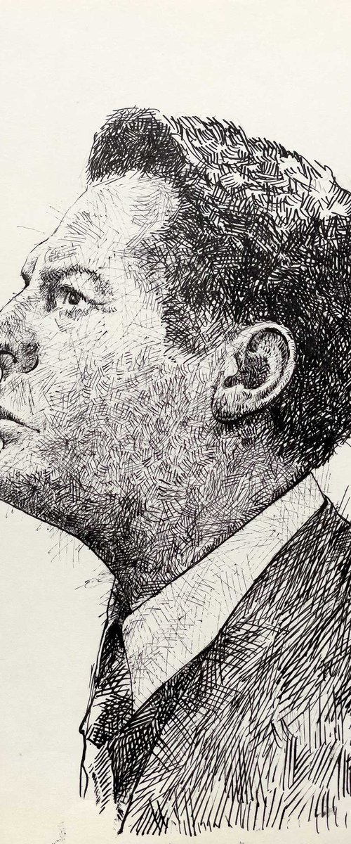 Portrait 286 - Ink Male Portrait Drawing by Dario Moschetta