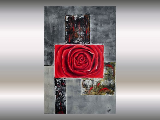Red Rose acrylic abstract painting flowers blossoms nature painting canvas wall art