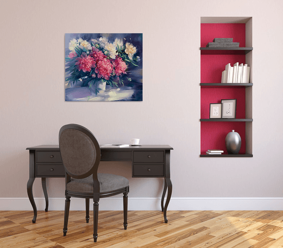 Peonies in a White Vase