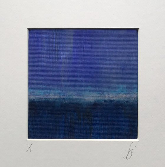 Interaction II (Blue/Blue) - Framed original painting