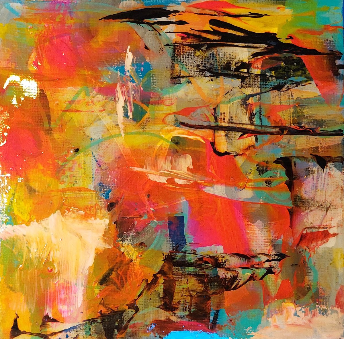 Abstract Acrylic Painting By Els Driesen, 31 X 8, Follow Your Dream, Original Artwork