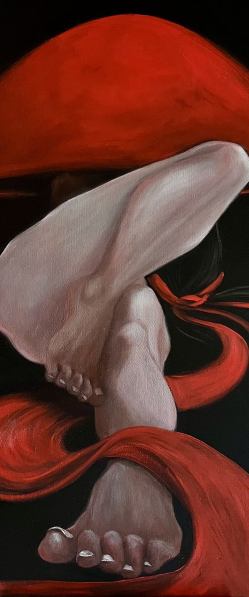 Lady in a red hat by Ta Byrne