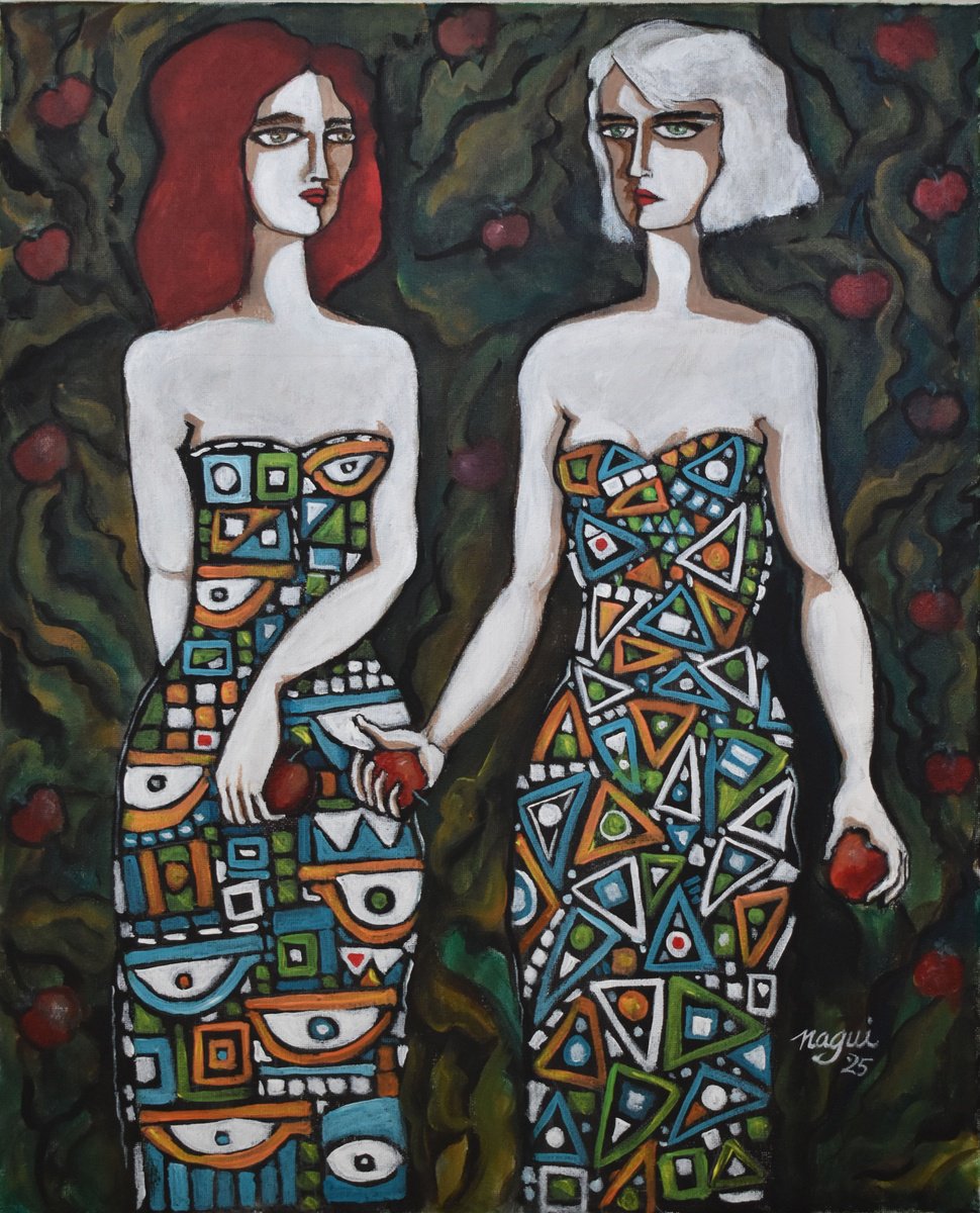 Acrylic Painting , Apple Harvest By Nagui, 16 X 20, Artwork For Sale On Artfinder