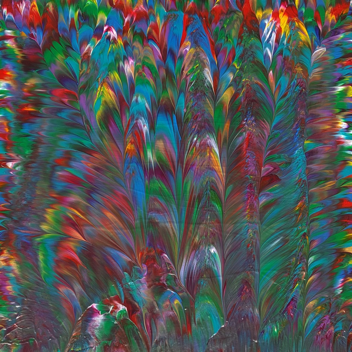 Organic Abstract Acrylic Painting By Alexandra Romano, 24 X 24, Tropical Paradise, Original Artwork