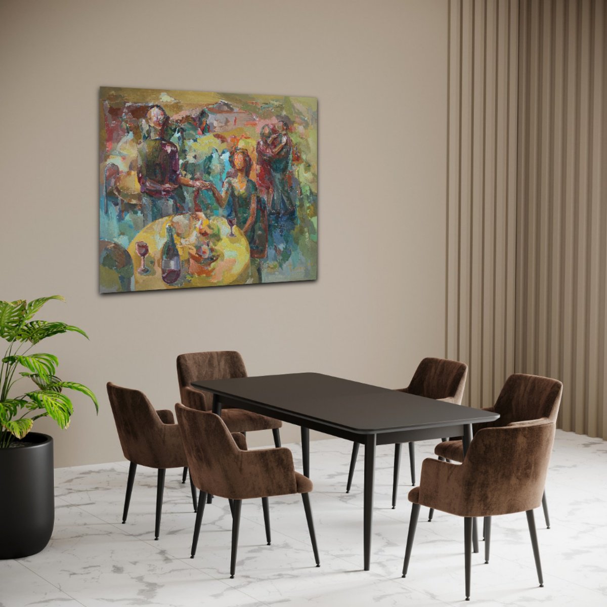 Abstract Oil Painting By Taron Khachatryan, 31 X 28", Offer, Original Artwork