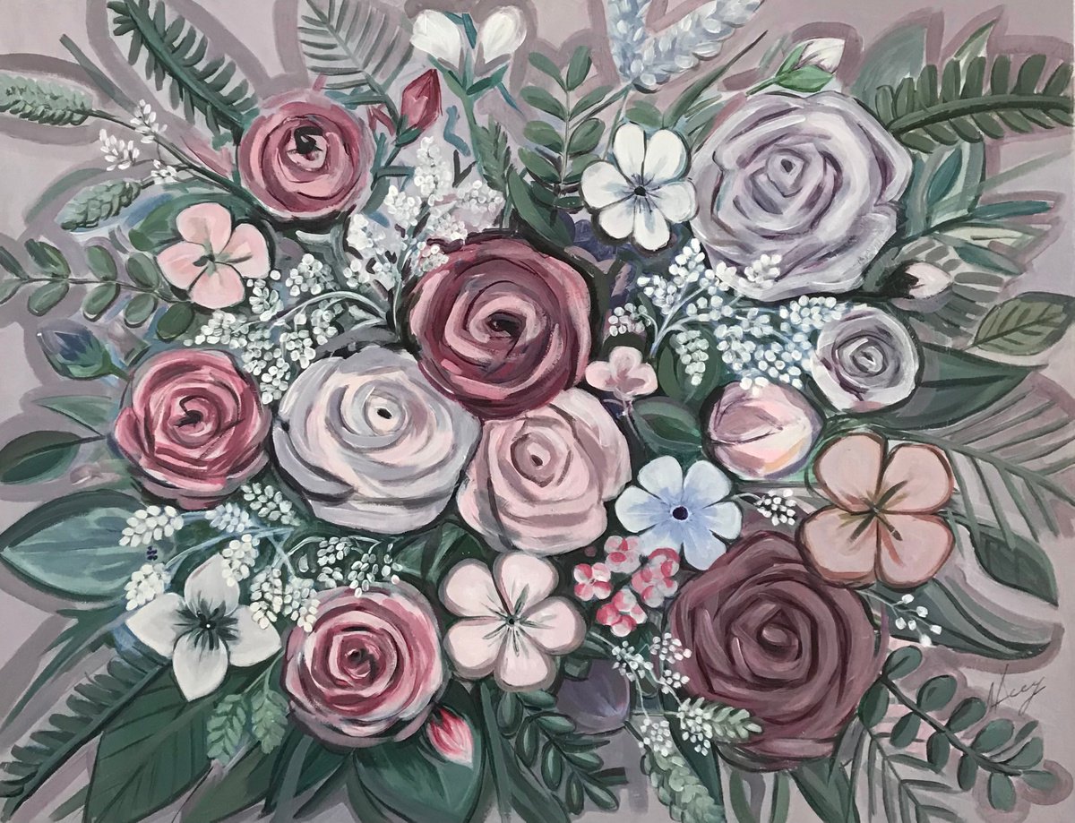 Original acrylic painting - Blooming Spring - � floral art 70x90cm by Leysan Khasanova