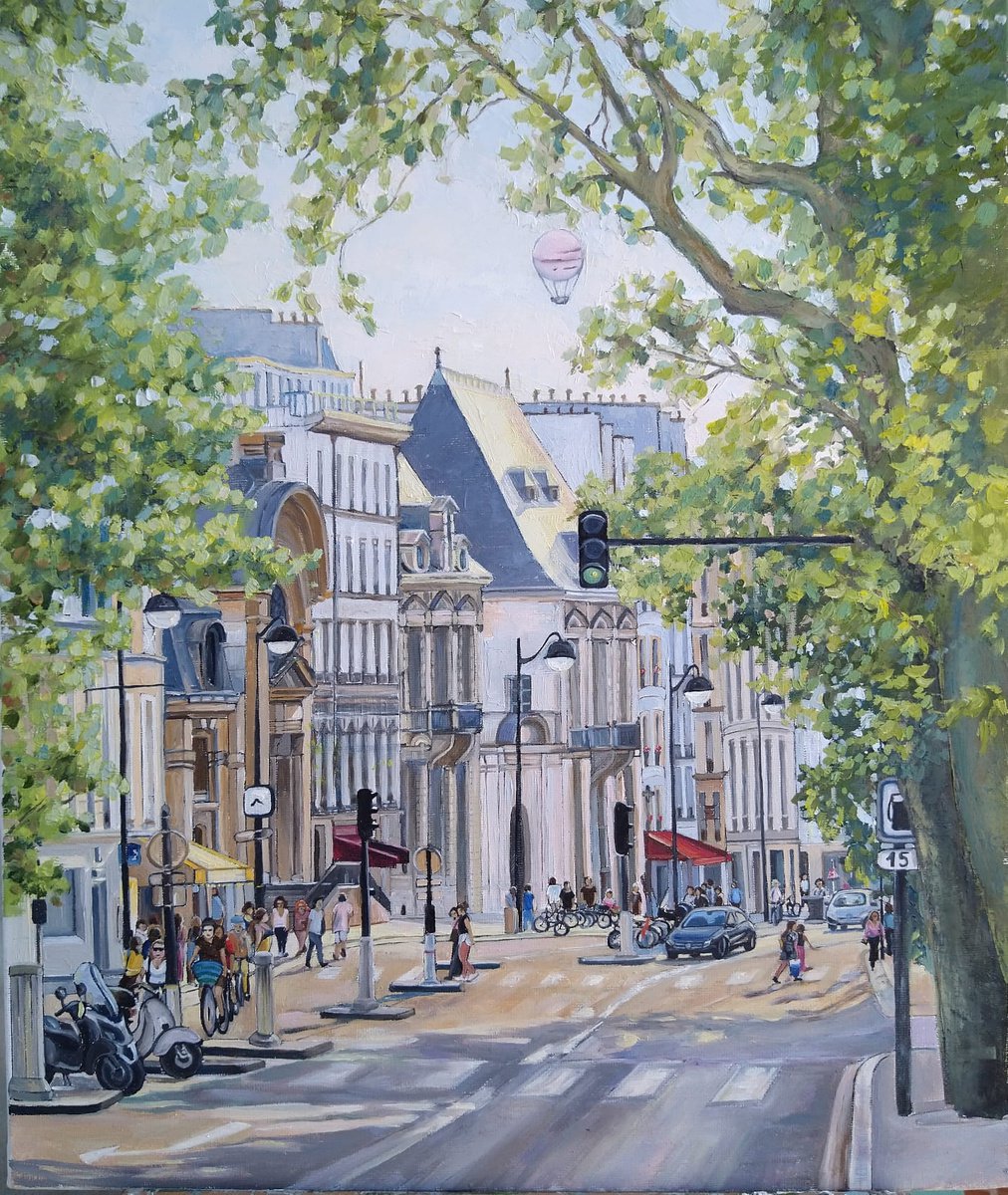 Urban And Pop Cityscapes Oil Painting By Ilona Sedneva, 15 X 18, Afternoon In Paris, Original Artwork