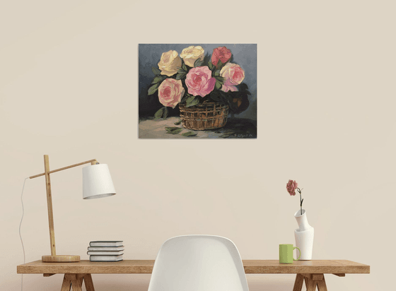 Basket of Tender Roses