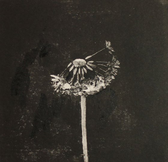 Dandelion II Monoprint, Plant Monotype Print