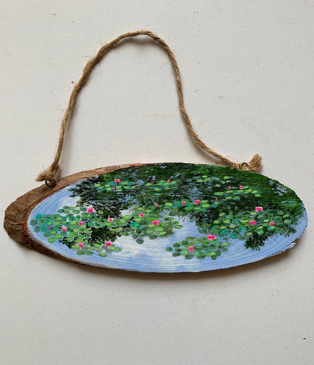 Monet’s Water lilies garden - painting on wood by Amita Dand