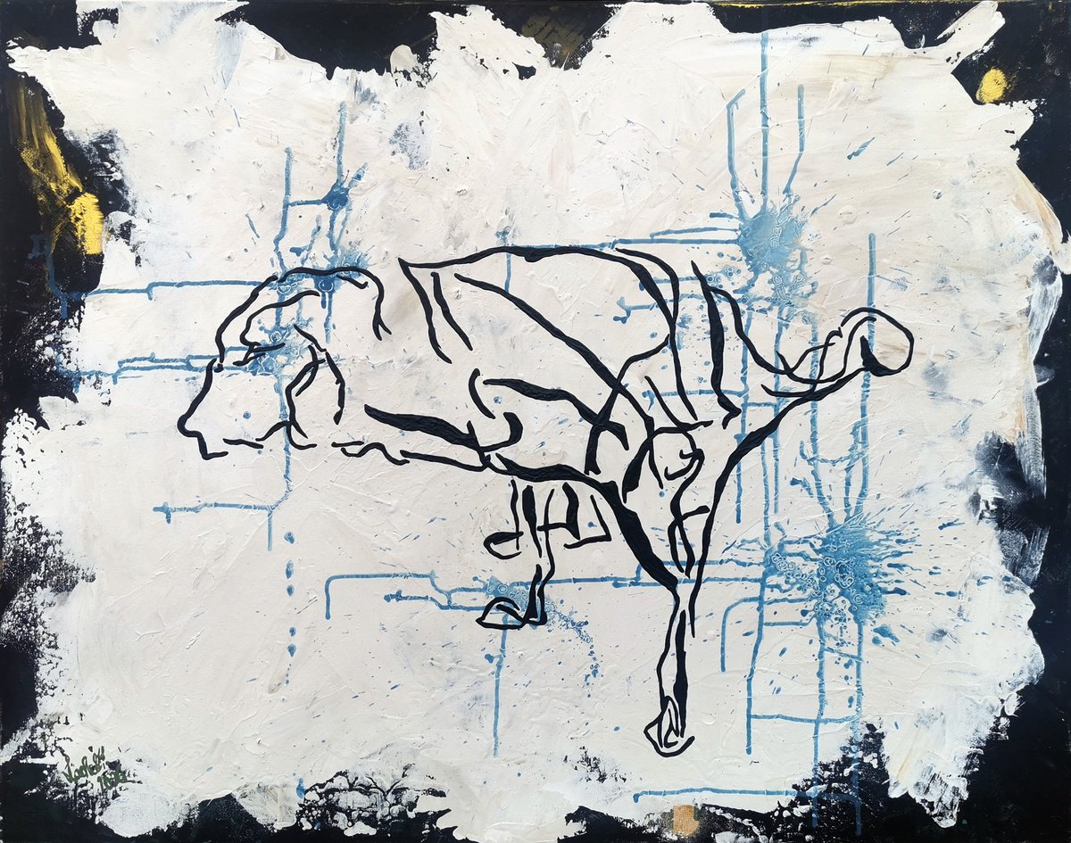 I 112 - Hannes, The Pooping Dog By Uli Lachelt, 39 X 31, Artwork For Sale On Artfinder
