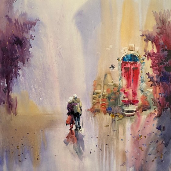 Sold Watercolor “Old door, forever young Love” perfect gift
