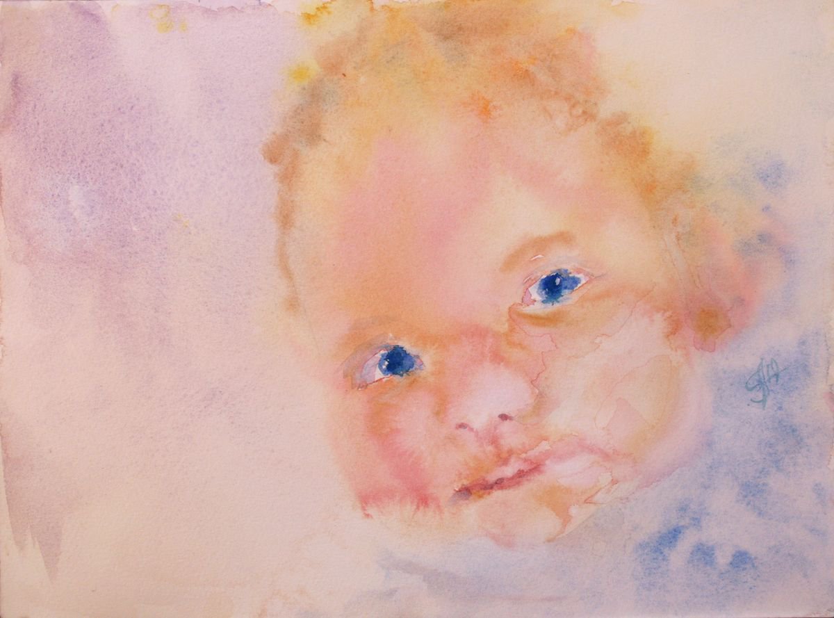 Baby Portrait I / ORIGINAL PAINTING by Salana Art Gallery