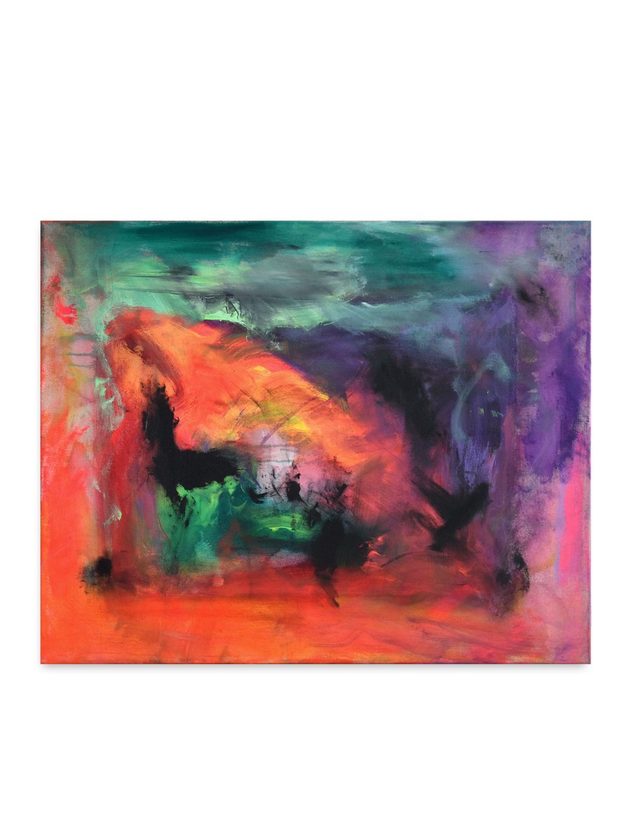 Organic Abstract Acrylic Painting By Sebastian Merk, 39 X 31", Dammerung, Original Artwork