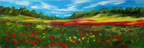 Poppies field IV /  ORIGINAL OIL PAINTING by Salana Art Gallery