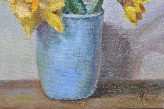 Yellow daffodils original oil painting