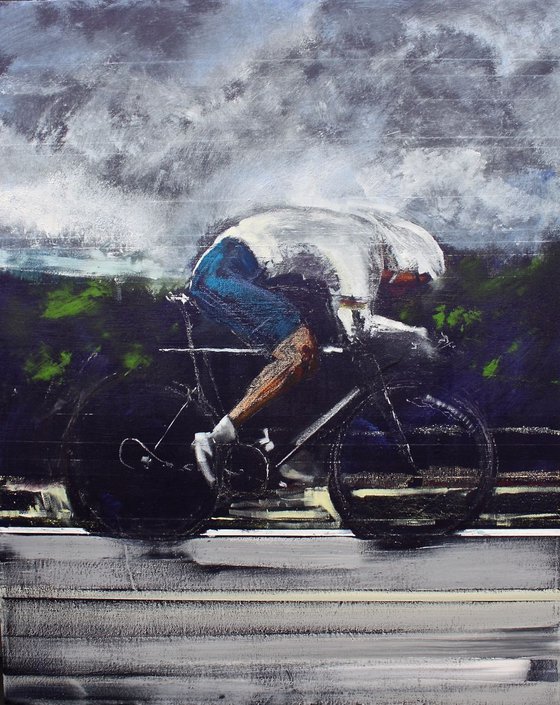 Against The Clock II (Cycling, Time Trial, Road Bike Painting).