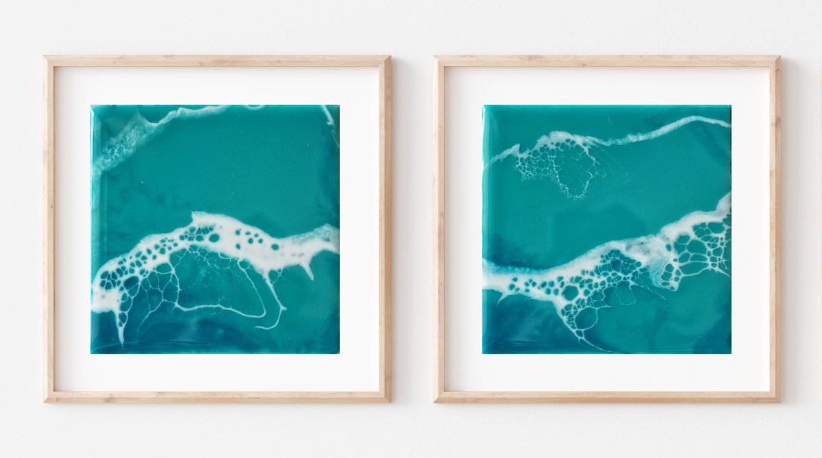 Mini diptych Sea for two - original seascape artwork, set of 2 by Delnara El