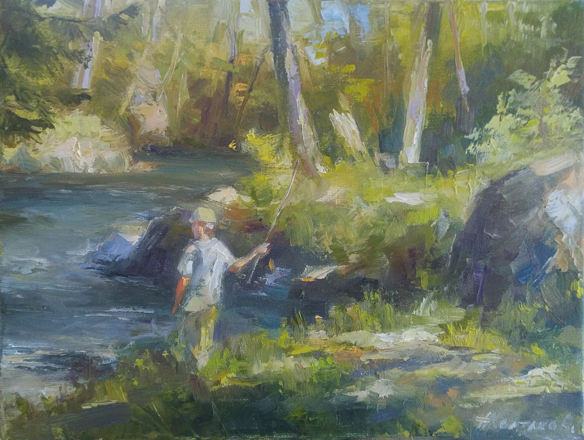 By the river, 9x12x0.7
