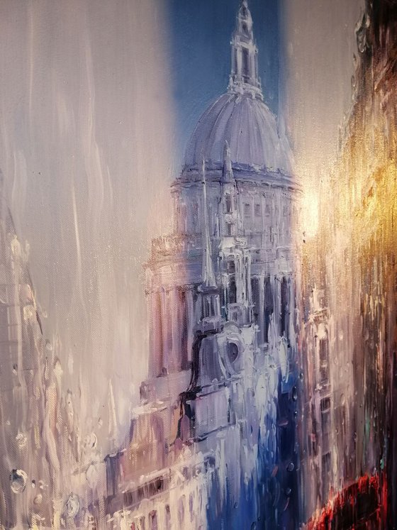 " London Rain" large oil painting by Artem Grunyka