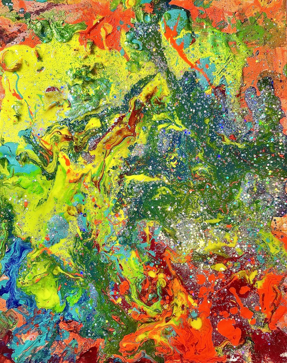 Abstract Acrylic Painting By Bruce S. Dilenschneider, 16 X 20, Bsd#82, Original Artwork