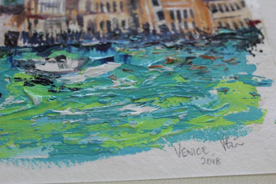 Venice , 2018 - My non-dominant hand series - Travel Series - Acrylic Impressionistic painting
