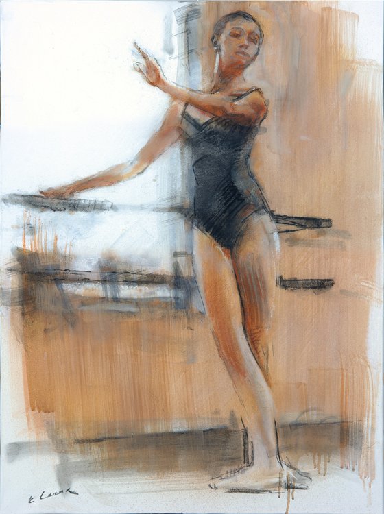 Charcoal drawing on paper " "Ballerina"l"