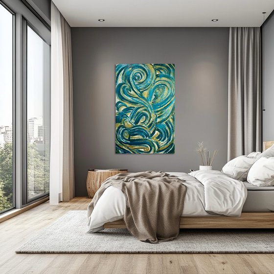 Golden waves 120x80x2 cm