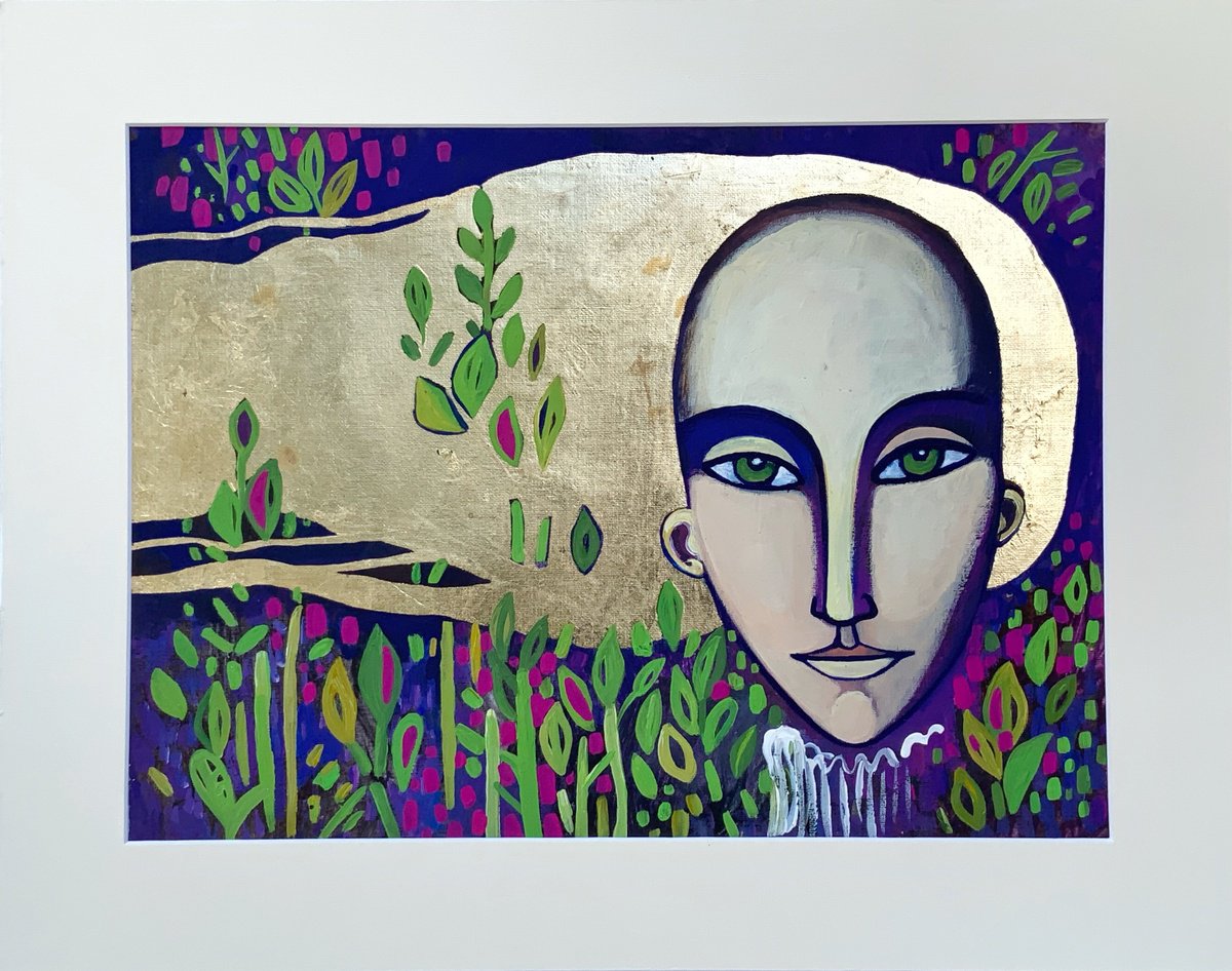 Surrealistic Portrait Acrylic Painting By Elena Tomilova, 16 X 11, Flora, Original Artwork