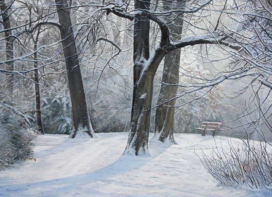 Winter in the park (Original Oil Painting)