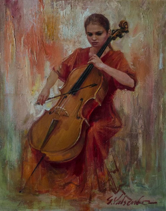 Red Dress Cellist