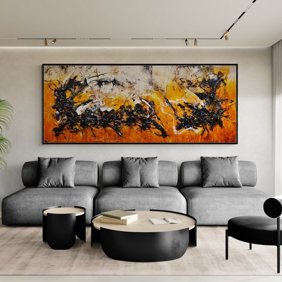 Sienna Reign 240cm x 100cm Textured Abstract Art