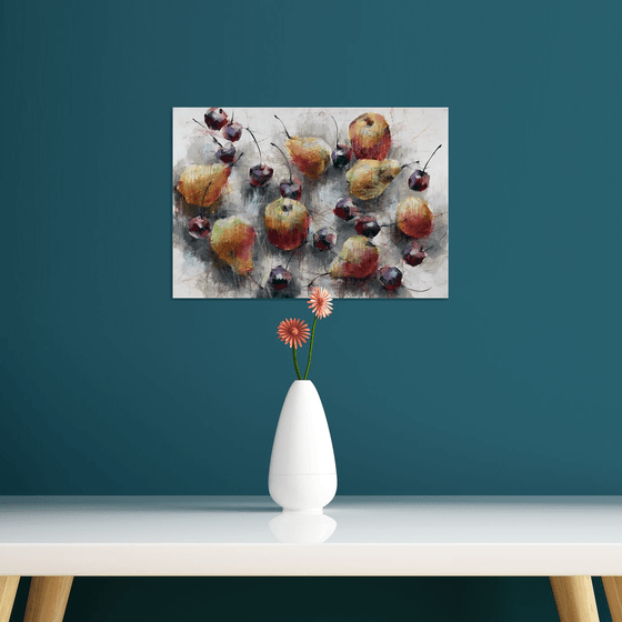 Summer fruits. One of a kind, original painting, handmad work, gift.