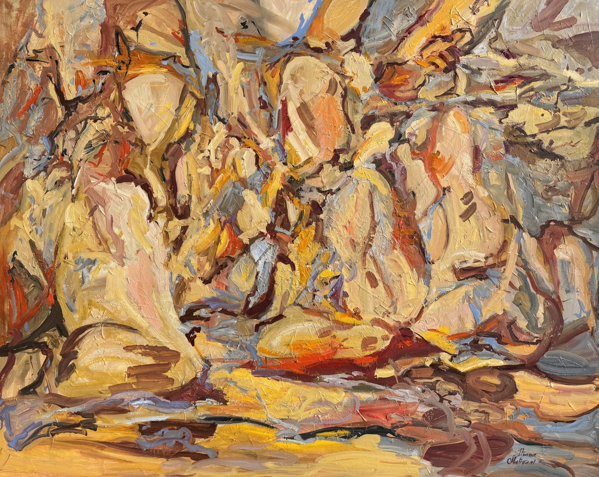 Abstract Oil Painting By Diana Malivani, 59 X 47, Preghiera, Original Artwork