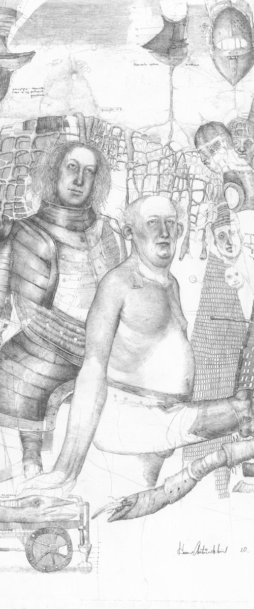 SOLD! DRAGON HUNTERS Drawing by Konstantin Antioukhin