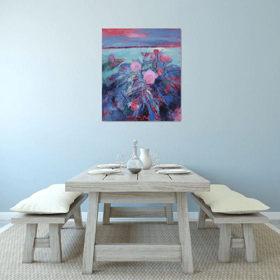 landscape with peonies