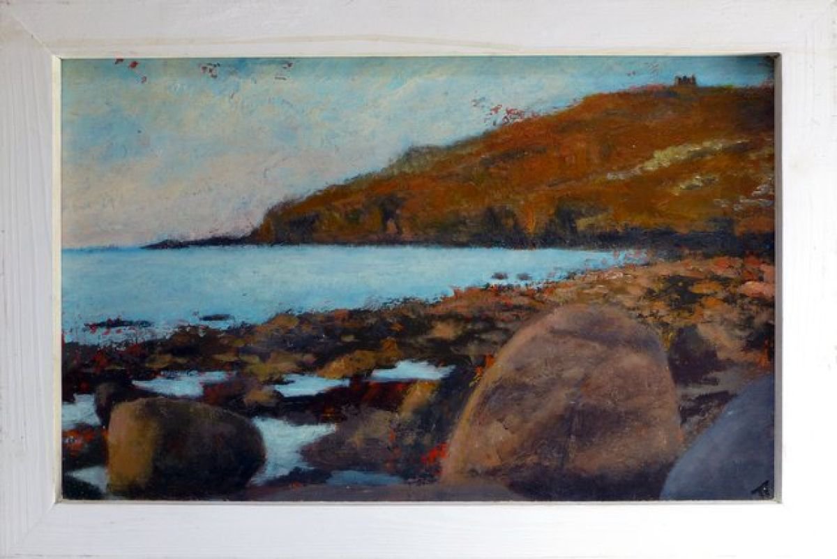 Landscape Painting By Tim Treagust, 20 X 13", Autumnal Light, Porth Ledden., Original Artwork