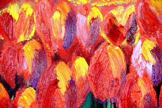 tulips canvas painting Red Abstract Paintings