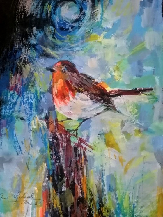 Robin acrylic painting