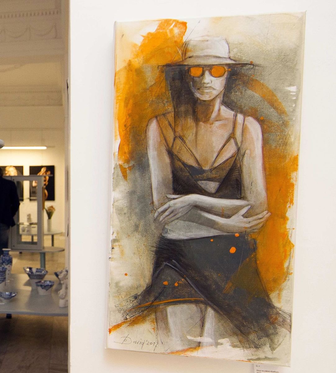 Portrait Acrylic Painting By Olga David, 16 X 31", Quartet Iii, Original Artwork