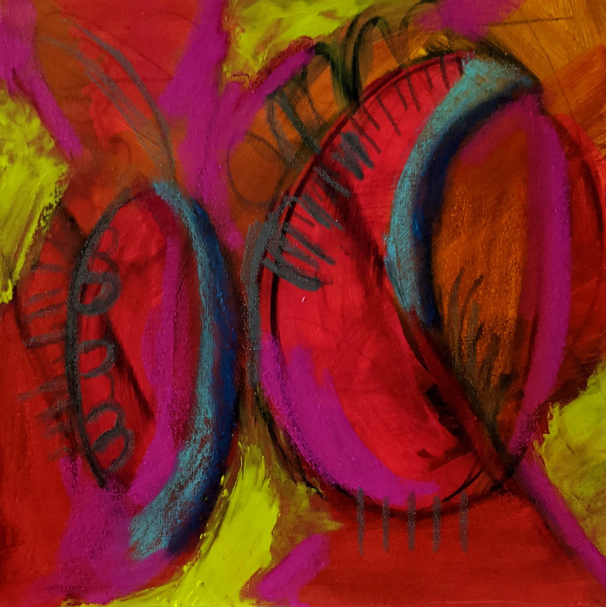 Abstract Painting By Shelli Finch, 12 X 12", Take No Sh!T, Original Artwork