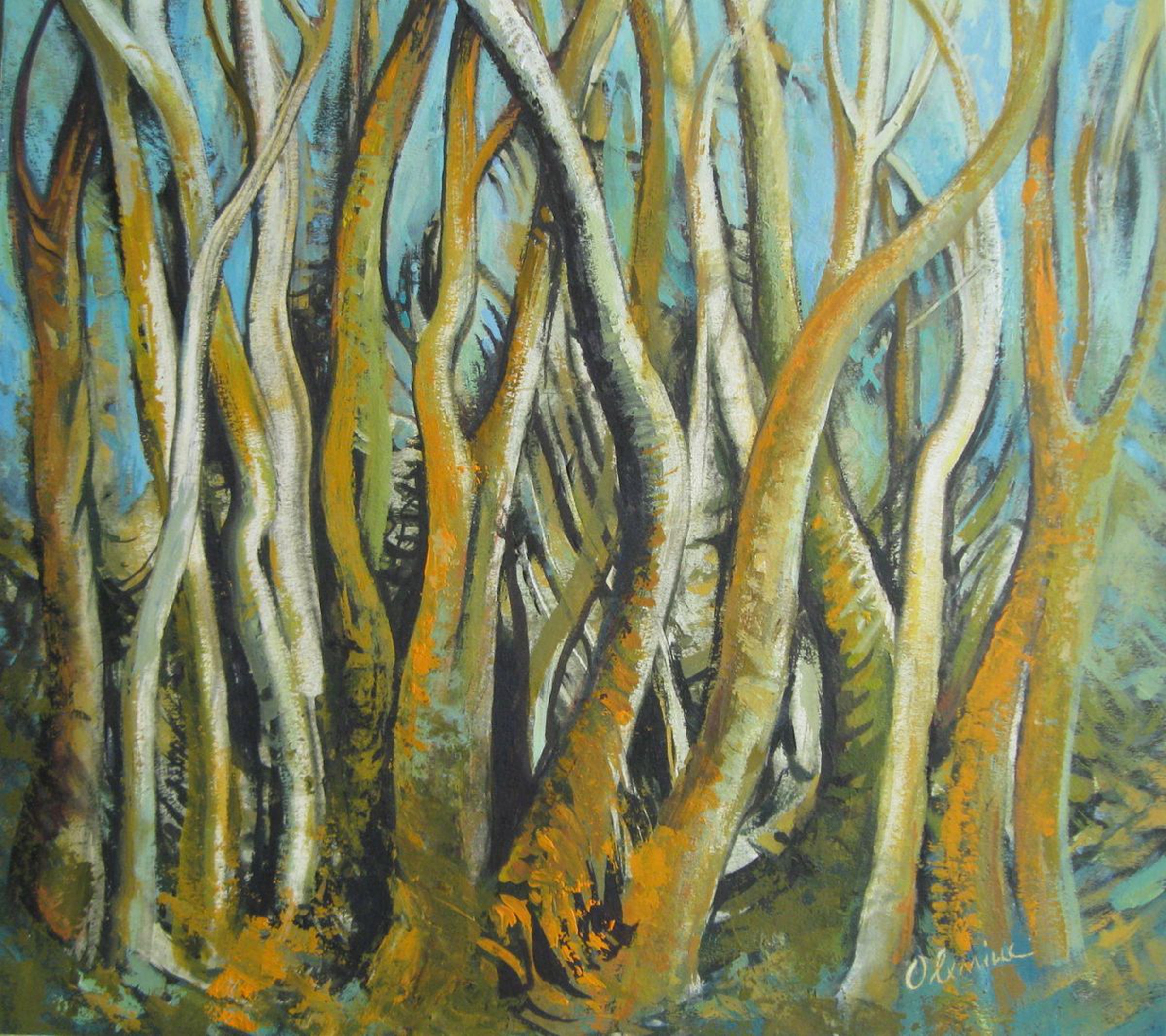 Blue Forest Acrylic Painting By Elena Oleniuc Artfinder