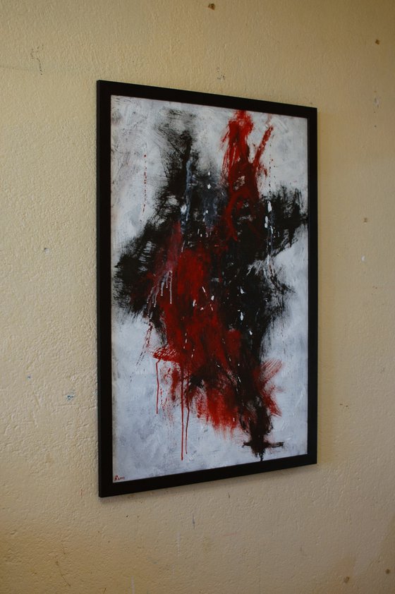 "In The Beginning". Original Abstract Painting. Framed.