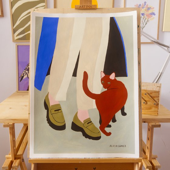 Woman and cat