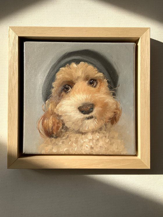 Custom pet portrait in frame